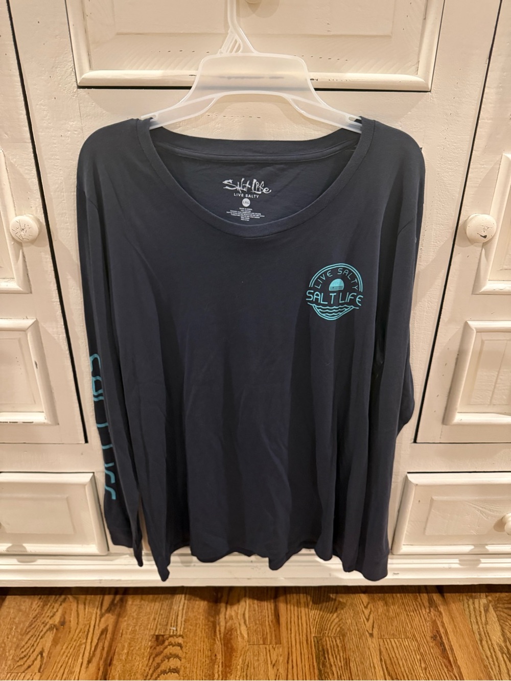 Salt Life Navy Long Sleeve Tee with Teal Logo Accents